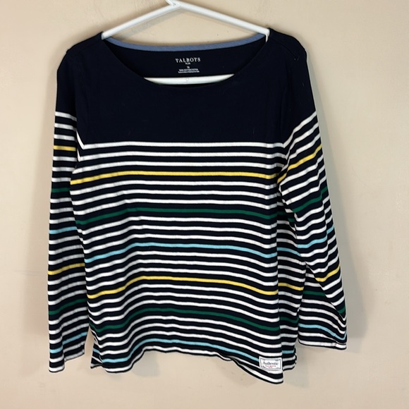 Authentic Talbots Plus Tee Sunny Stripe Multi Color Navy Size 1X - Picture 10 of 10